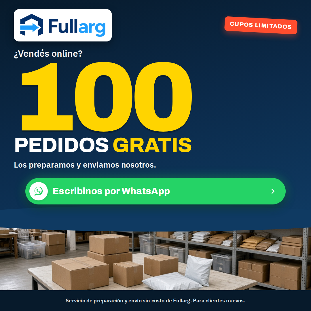 Fullarg — 100 pedidos gratis: vendés online, nosotros preparamos y enviamos. Tocá para escribirnos por WhatsApp.